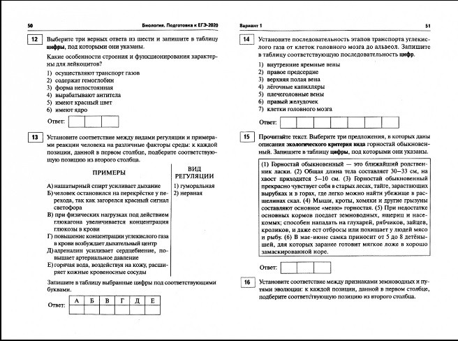 Кириленко А.А., Колесников С.И., Даденко Е.В. ЕГЭ-2020 Биология. 32 тренировочных варианта по демоверсии 2020 года